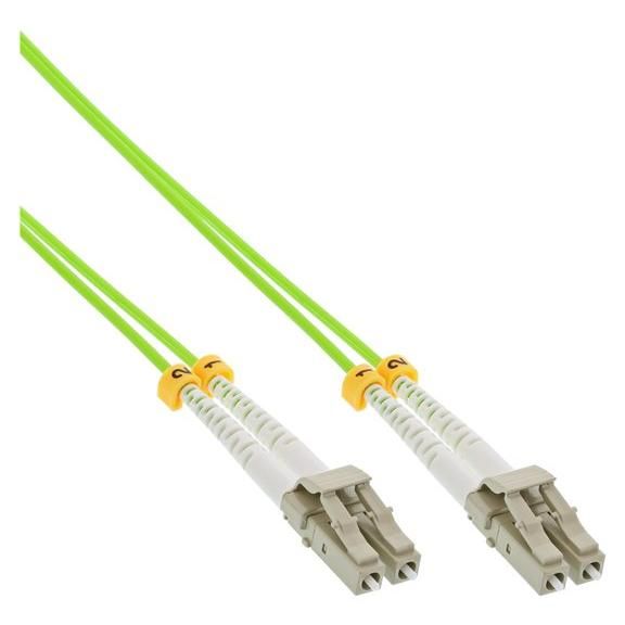 INTOS ELECTRONIC LC Multi-Mode (M) 15m Optical Fiber Cable, Duplex, 50/125 Microns, OM5, Halogen-Free, Green