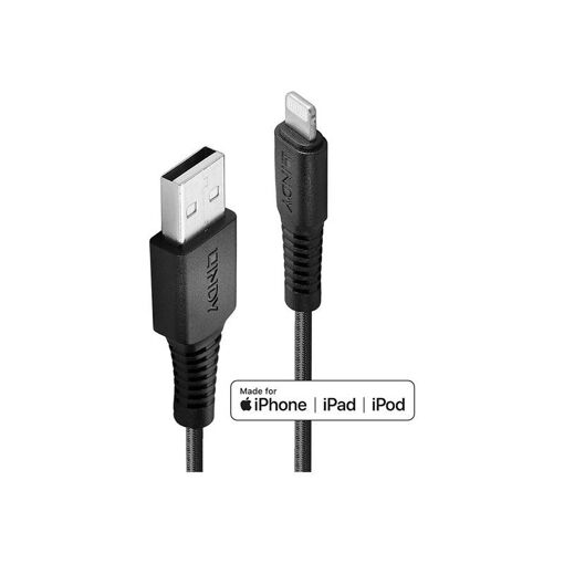 Lindy Lightning Cable - 2m - Armored - Black - Round