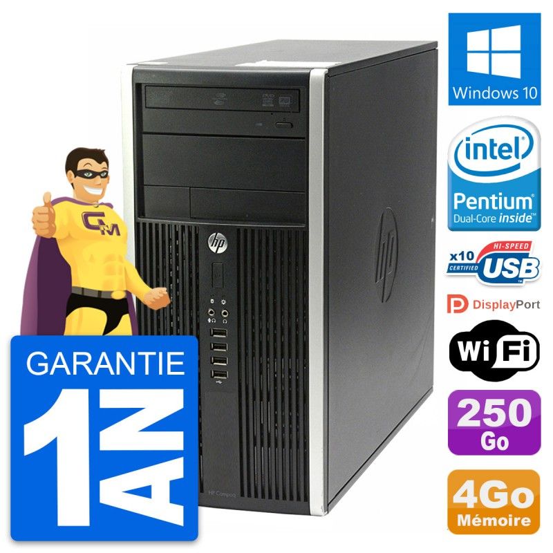 HP Compaq Pro 6200 Micro Tower PC - Intel Core i3-2100, 4GB RAM, 250GB HDD, Windows 10, WiFi