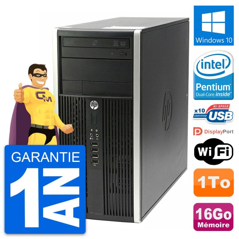 HP Compaq Pro 6200 CMT Mini PC - Intel G630 2.7GHz, 16GB RAM, 1TB HDD, Windows 10, WiFi