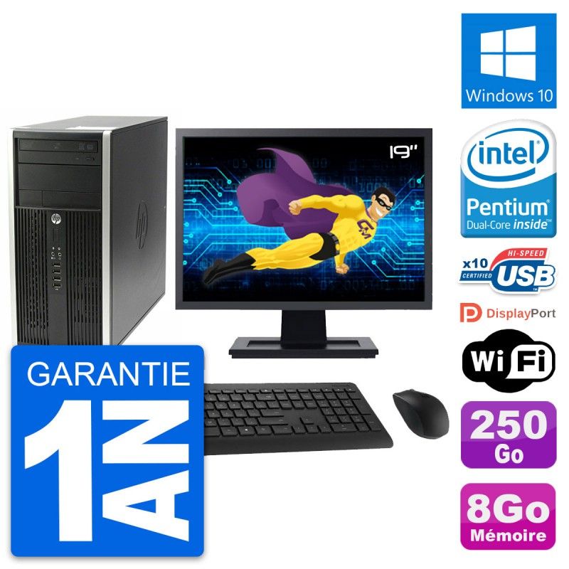 HP Compaq Pro 6200 CMT PC - 8GB RAM, 250GB Hard Drive, 19" Screen, Windows 10