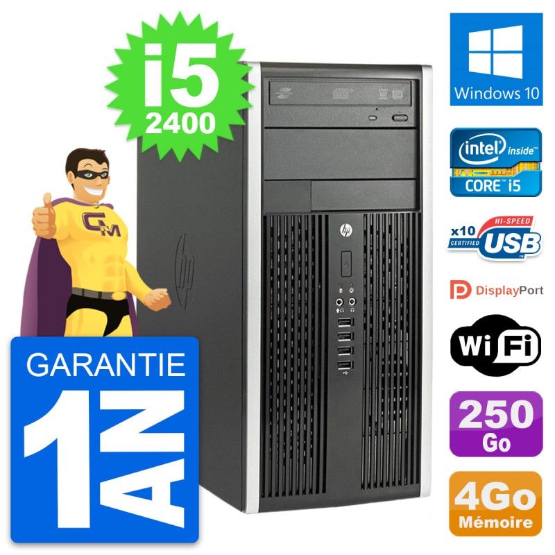 HP Compaq Pro 6200 Micro Tower PC - Core i5-2400, 4GB RAM, 250GB HDD, Windows 10, WiFi