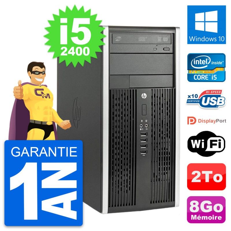 HP Compaq Pro 6200 CMT Intel i5-2400 8GB RAM 2TB Windows 10 Wi-Fi Desktop PC