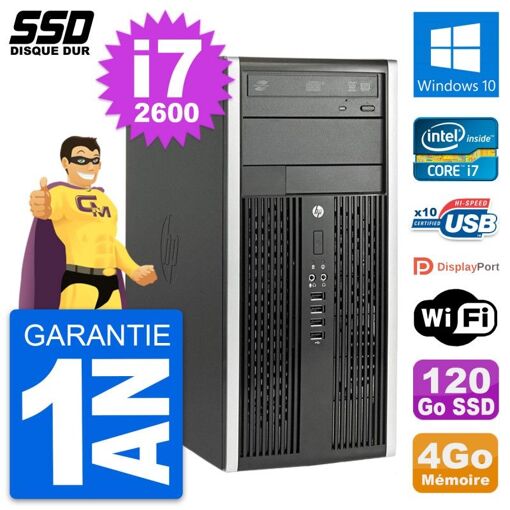 PC de Escritorio Compacto HP Compaq Pro 6200 CMT - Intel i7-2600, 4GB RAM, SSD de 120GB, Windows 10, WiFi