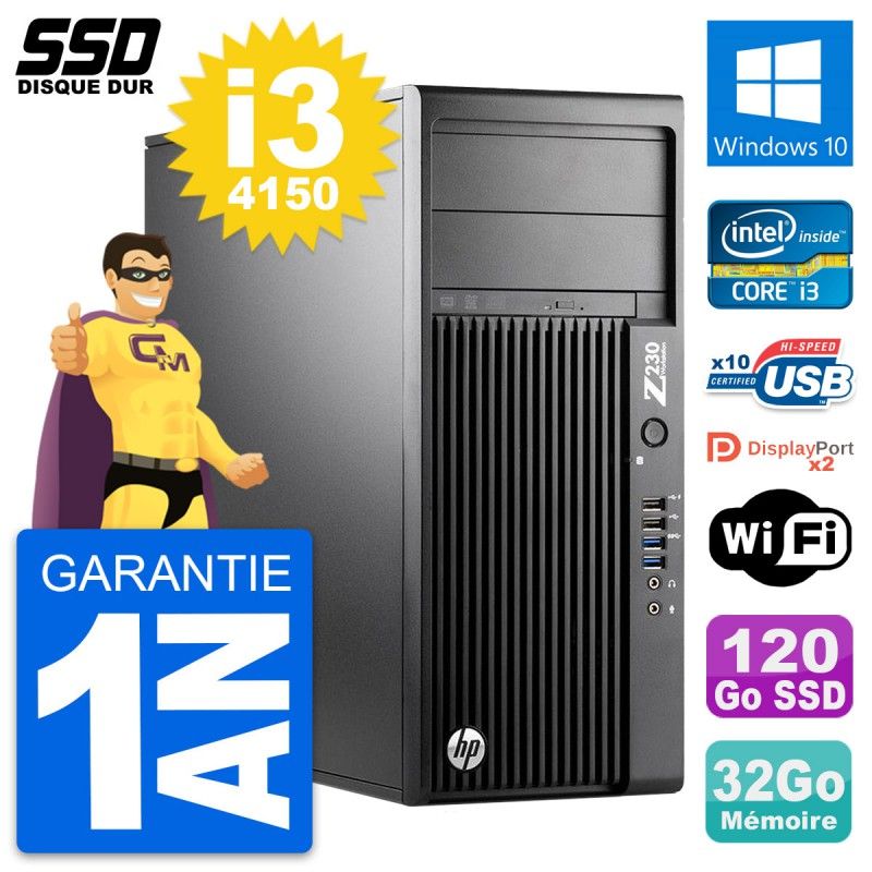 HP WorkStation Z230 Core i3-4150 32GB RAM 120GB SSD Windows 10 Wifi