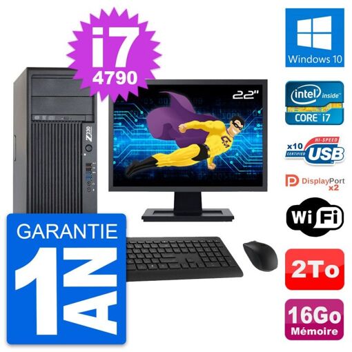 PC de trabajo HP Z230 - Pantalla de 22', Intel Core i7-4790, 16 GB RAM, 2 TB HDD, Windows 10, WiFi
