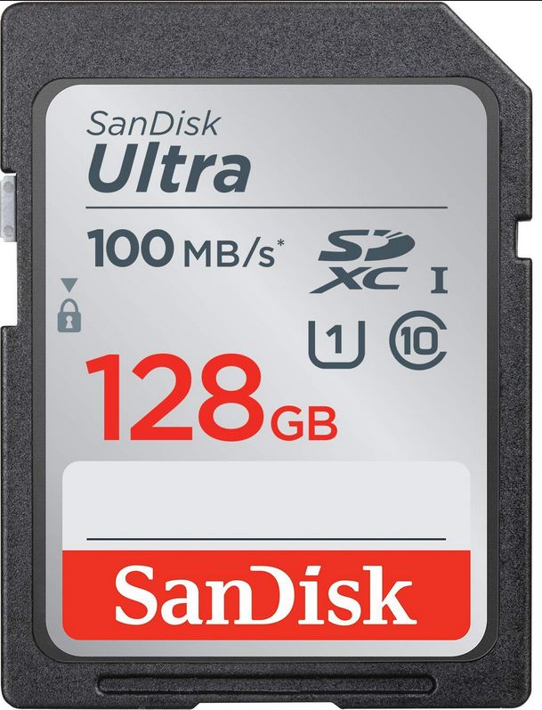 SanDisk Ultra 128GB SD Memory Card (SDXC, 100MB/s, UHS-I, Full HD Video)