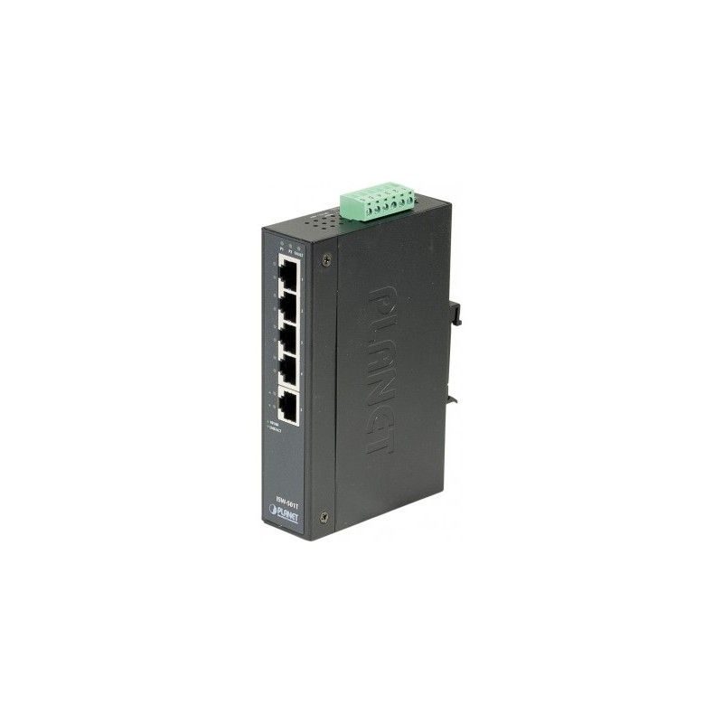 Planet Technology Corp. Industrial Switch - 40° to 75°, 5 Ports 10/100