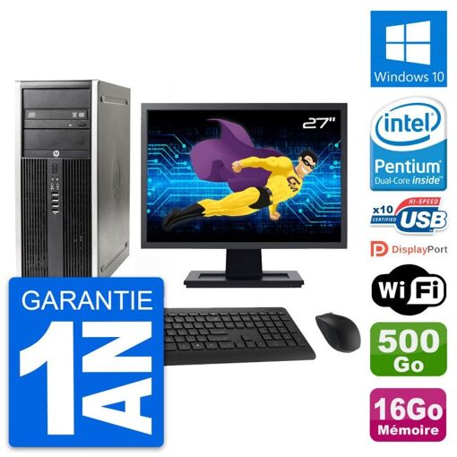 HP Elite 8300 Desktop PC | 27" Screen | Intel G630 | 16GB RAM | 500GB HDD | Windows 10