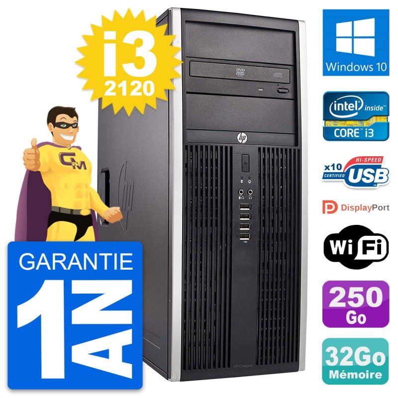 PC de escritorio HP Elite 8300 - Intel Core i3, 32 GB de RAM, 250 GB SSD, Windows 10, WiFi