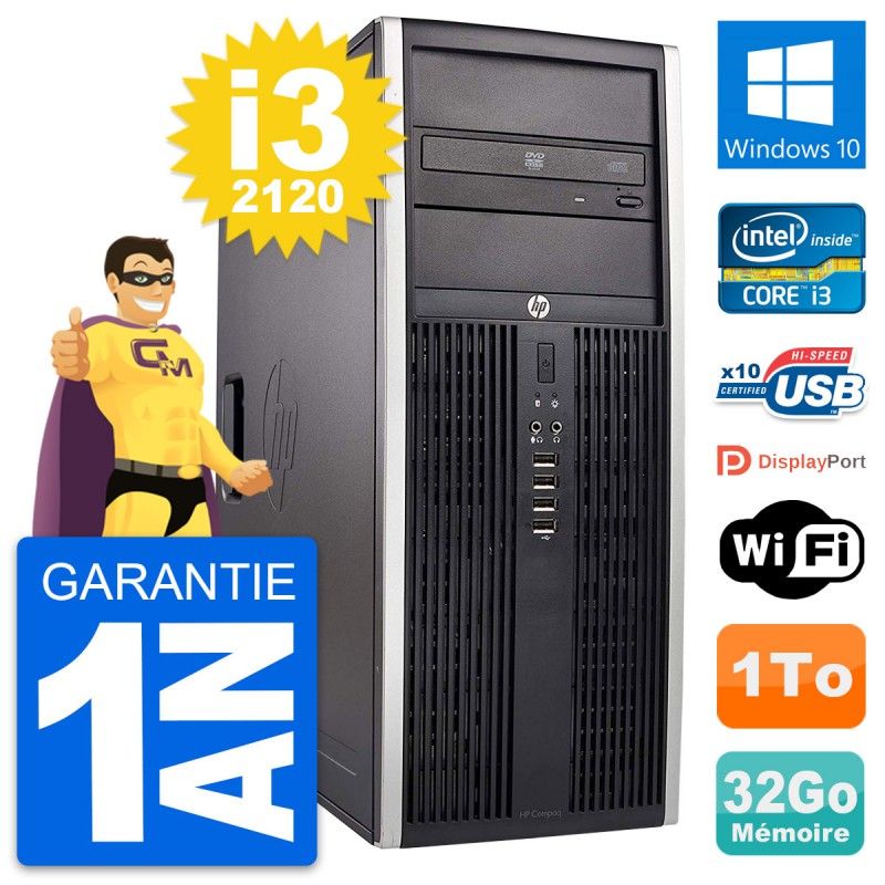 PC HP Elite 8300 - Intel Core i3-2120, 32GB de RAM, 1TB HDD, Windows 10, WiFi
