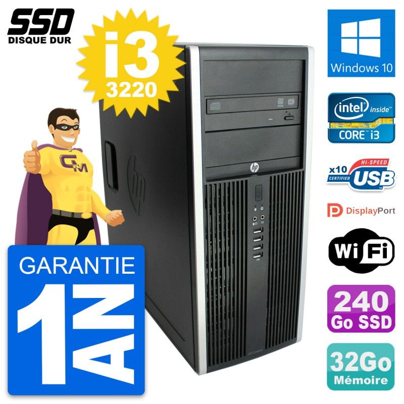 PC de escritorio HP Elite 8300 - Procesador Intel Core i3-3220, 32 GB de RAM, 240 GB SSD, Windows 10, WiFi