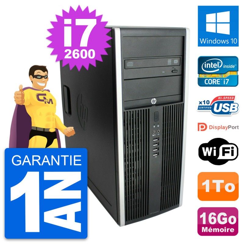 Ordinateur de bureau HP Compaq Elite 8300 - Processeur Intel Core i7, 16 Go de RAM, 1 To de SSD, Windows 10, Wi-Fi