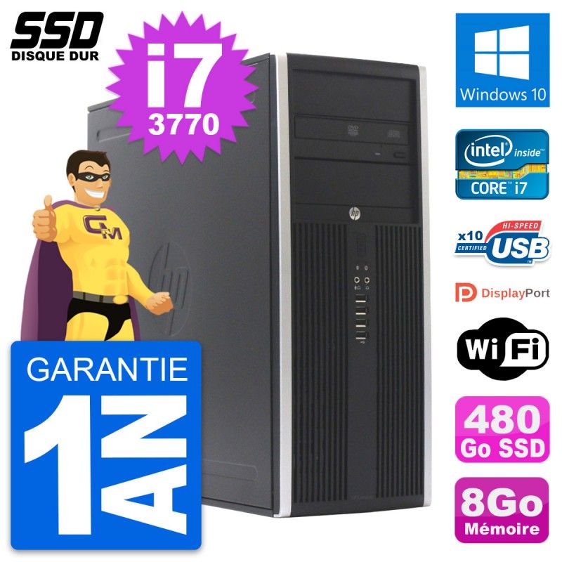 HP Elite 8300 Desktop PC - Intel Core i7, 8GB RAM, 480GB SSD, Windows 10, WiFi