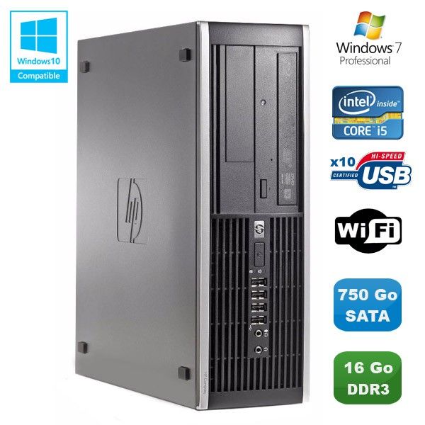 PC de escritorio HP Compaq Elite 8100 SFF - Procesador Intel Core i5-650, 3,2 GHz, 16 GB RAM, 750 GB HDD, Grabadora de DVD, WiFi, Windows 7 Pro