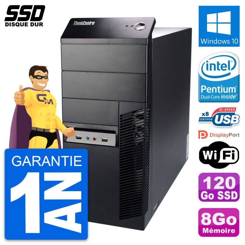 PC de escritorio Lenovo ThinkCentre M91p - Procesador Intel G630, 8 GB de RAM, 120 GB SSD, Windows 10, WiFi