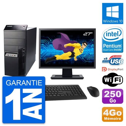 Lenovo M91p 27-inch Desktop PC - Intel G630, 4GB RAM, 250GB HDD, Windows 10, WiFi