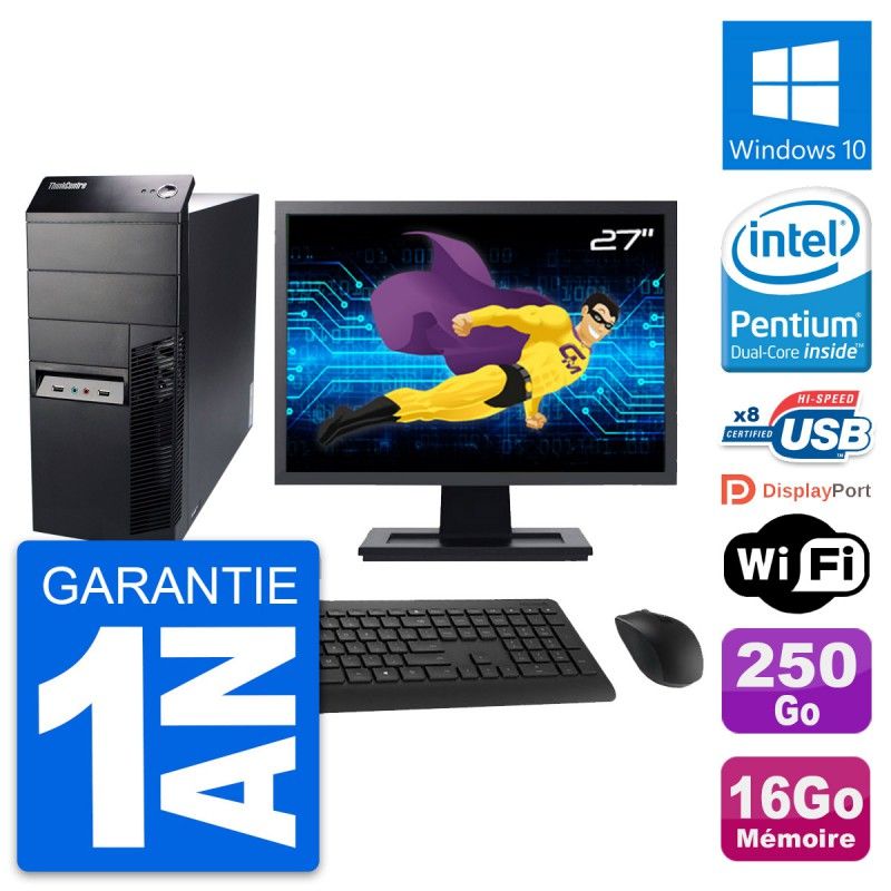 Lenovo M91p 27" All-in-One PC - Intel G630, 16GB RAM, 250GB HDD, Windows 10, WiFi