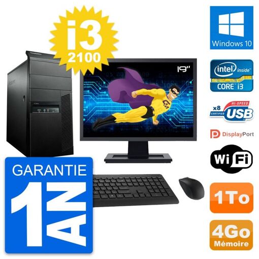 Lenovo M91p 19-inch Screen, Core i3-2100, 4GB RAM, 1TB HDD, Windows 10, WiFi