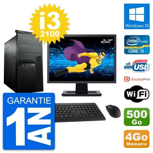 Lenovo M91p 22-Inch Desktop PC - Intel i3, 4GB RAM, 500GB HDD, Windows 10, WiFi