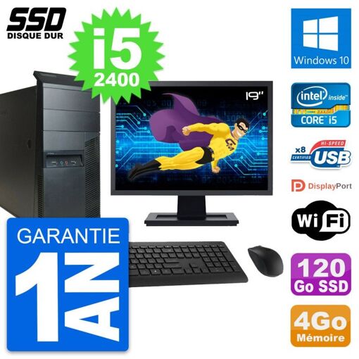 PC de sobremesa Lenovo M91p de 19 pulgadas - i5, 4GB RAM, 120GB SSD, Windows 10, WiFi