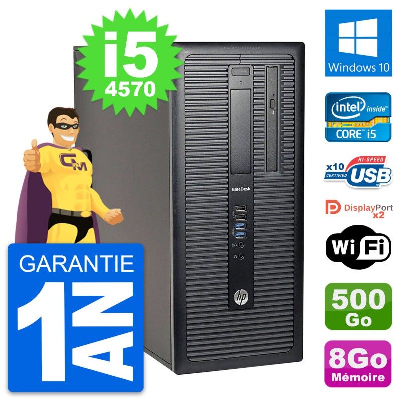 PC de sobremesa HP EliteDesk 800 G1 - Intel i5-4570, 8GB RAM, 500GB HDD, Windows 10, WiFi