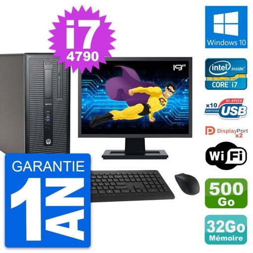 PC de escritorio HP EliteDesk 800 G1 - Pantalla de 19'', Intel i7-4790, 32 GB de RAM, 500 GB HDD