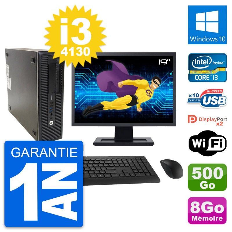 HP ProDesk 600 G1 SFF Desktop PC - 19" Screen, Intel i3-4130, 8GB RAM, 500GB HDD, Windows 10, WiFi