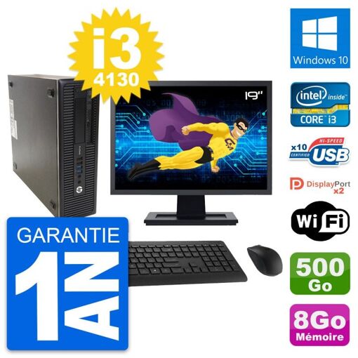 HP ProDesk 600 G1 SFF Desktop PC - 19" Screen, Intel i3-4130, 8GB RAM, 500GB HDD, Windows 10, WiFi