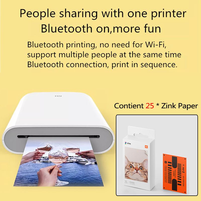 Impresora de fotos Xiaomi, papel sin tinta Zink 5x7, Bluetooth 5.0