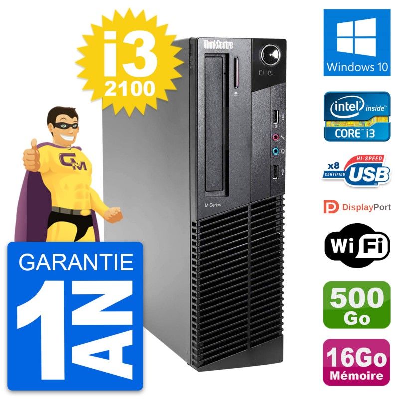 Lenovo ThinkCentre M82 SFF Core i3-2100 16GB RAM 500GB HDD Windows 10 Wifi