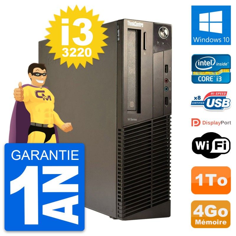Lenovo ThinkCentre M82 SFF Desktop - Intel i3-3220, 4GB RAM, 1TB HDD, Windows 10, WiFi