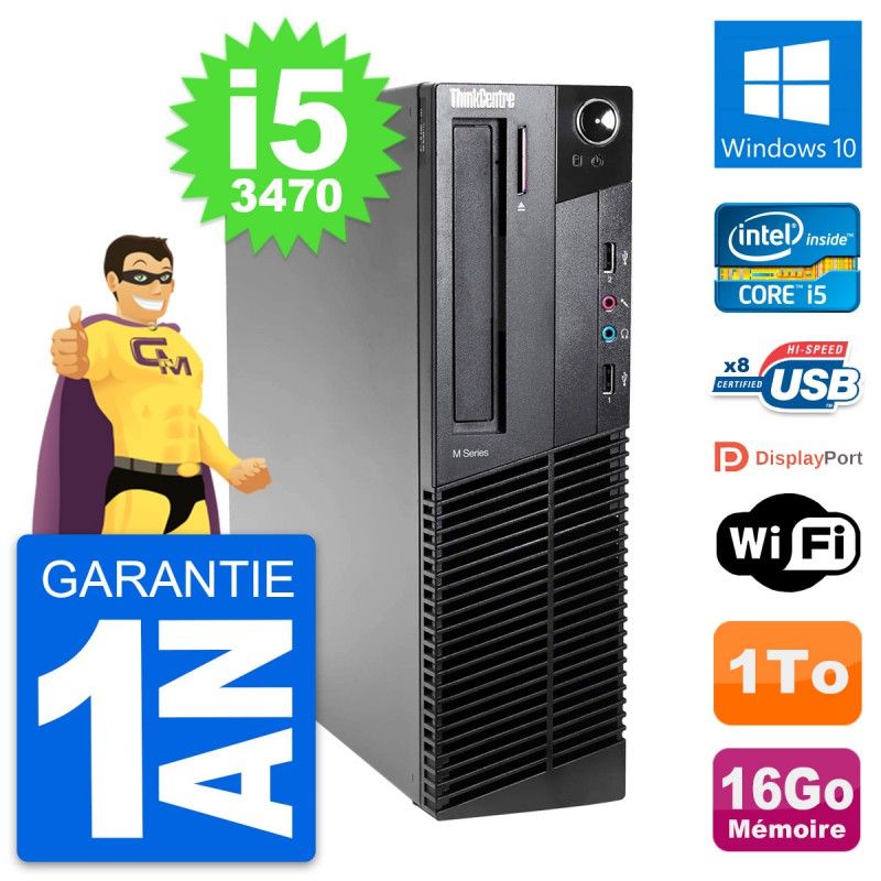 Lenovo ThinkCentre M82 SFF Desktop PC - Intel i5-3470, 16GB RAM, 1TB HDD, Windows 10, WiFi