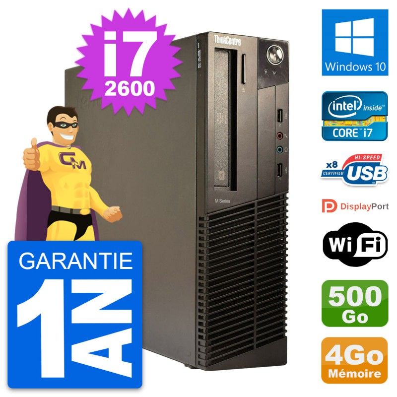Lenovo ThinkCentre M82 SFF Desktop Computer - Intel i7-2600, 4GB RAM, 500GB HDD, Windows 10, WiFi
