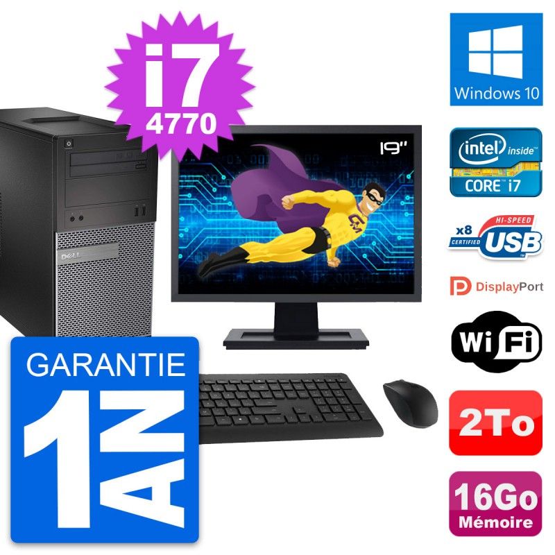 Dell OptiPlex 3020 Desktop Computer, 19" Screen, Intel i7-4770, 16GB RAM, 2TB HDD, Windows 10, WiFi