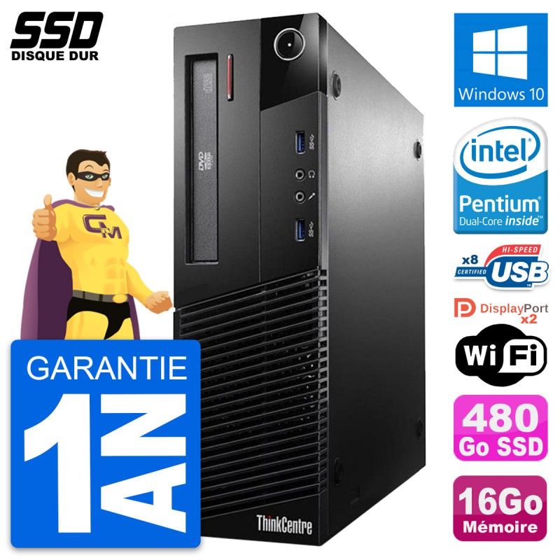 Lenovo ThinkCentre M93p SFF Desktop - Intel Core i3-4170, 16GB RAM, 480GB SSD, Windows 10, WiFi