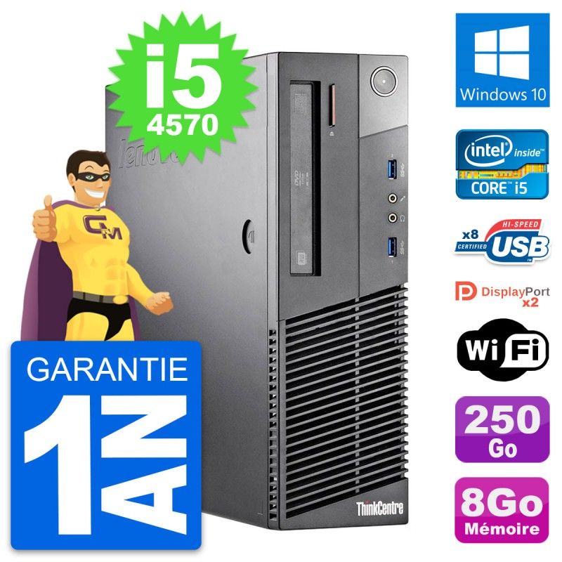 Lenovo ThinkCentre M93p SFF Core i5-4570 8GB RAM 250GB SSD Windows 10 Wi-Fi