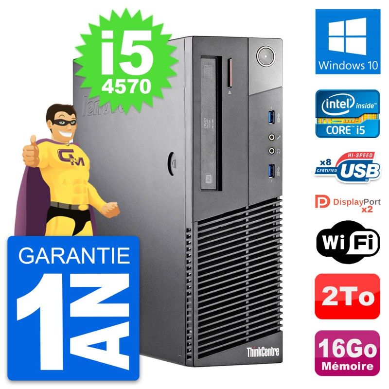 Lenovo ThinkCentre M93p SFF Desktop PC - Intel i5-4570, 16GB RAM, 2TB HDD, Windows 10, WiFi
