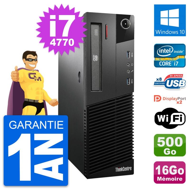 Lenovo ThinkCentre M93p SFF Desktop - i7-4770, 16GB RAM, 500GB HDD, Windows 10, Wifi