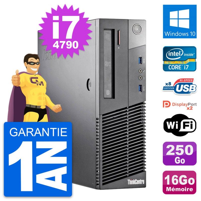 Lenovo ThinkCentre M93p SFF Desktop - i7-4790, 16GB RAM, 250GB SSD, WiFi, Windows 10