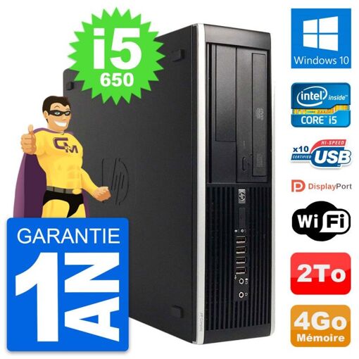 PC HP 8100 Elite SFF - Intel Core i5-650, 4GB de RAM, disco duro de 2TB, Windows 10, WiFi