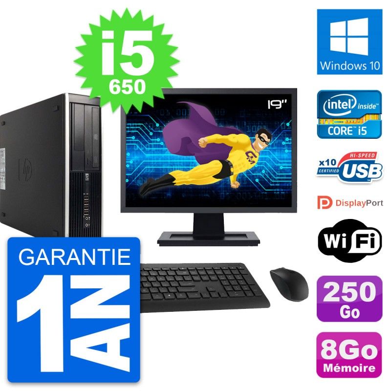 HP 8100 Elite SFF Desktop PC | 19" Screen | Core i5-650 | 8GB RAM | 250GB HDD