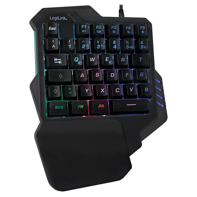 Clavier de jeu LogiLink, USB, Anglais, Noir