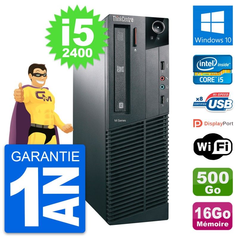 Lenovo ThinkCentre M81 SFF Core i5-2400 16GB RAM 500GB HDD Windows 10 Wifi