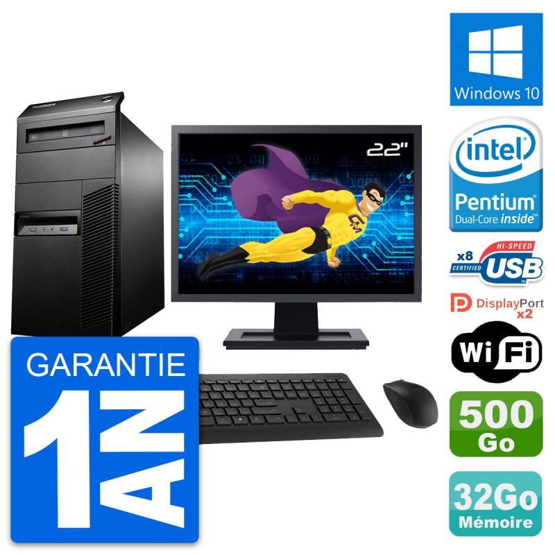 Torre de PC Lenovo M93p - Procesador Intel G3220, 32GB de RAM, 500GB HDD, Windows 10, WiFi