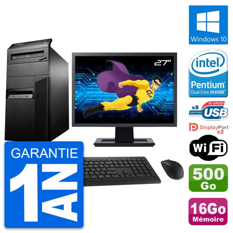 Lenovo M93p 27-inch All-in-One PC - Intel G3220, 16GB RAM, 500GB HDD, Windows 10