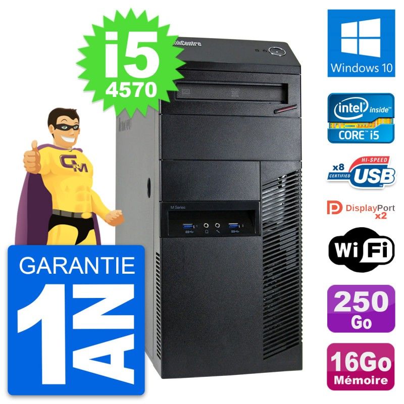 Lenovo ThinkCentre M93p i5-4570 16GB RAM 250GB SSD Windows 10 WiFi Desktop PC
