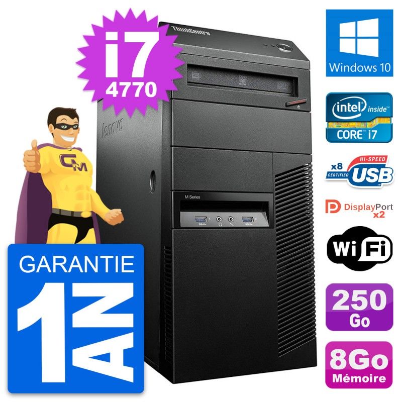 Lenovo M93p Desktop PC - Intel Core i7, 8GB RAM, 250GB Hard Drive, Windows 10