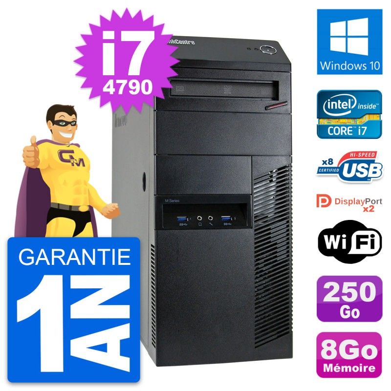 Lenovo M93p Desktop PC - Intel Core i7, 8GB RAM, 250GB Hard Drive, Windows 10, WiFi