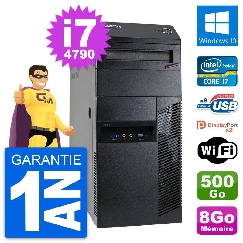 Lenovo M93p Desktop Computer - Intel Core i7, 8GB RAM, 500GB HDD, Windows 10